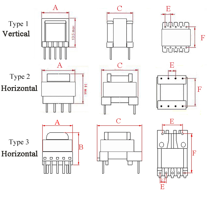 EI13 PCB electronic transformer